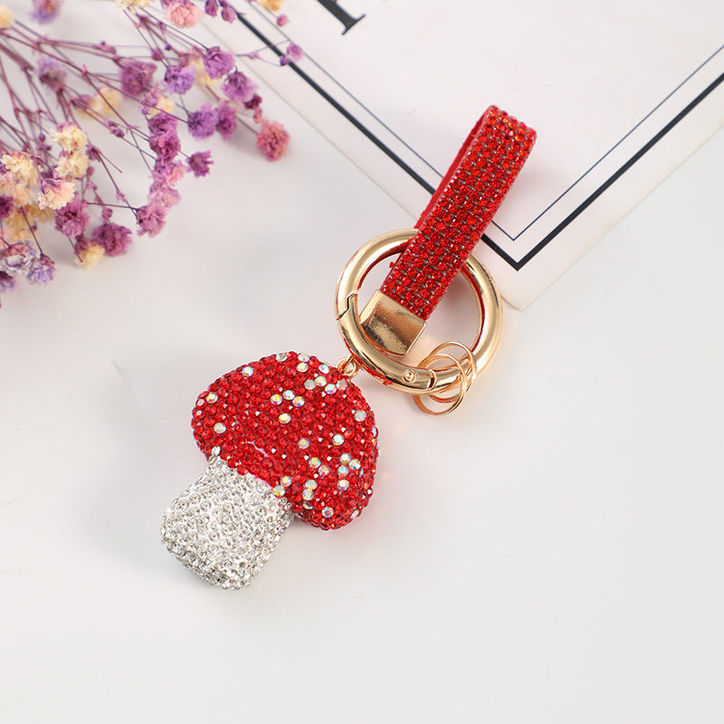 Wholesale 10pcs Zinc Alloy Mushroom Diamond Keychain
